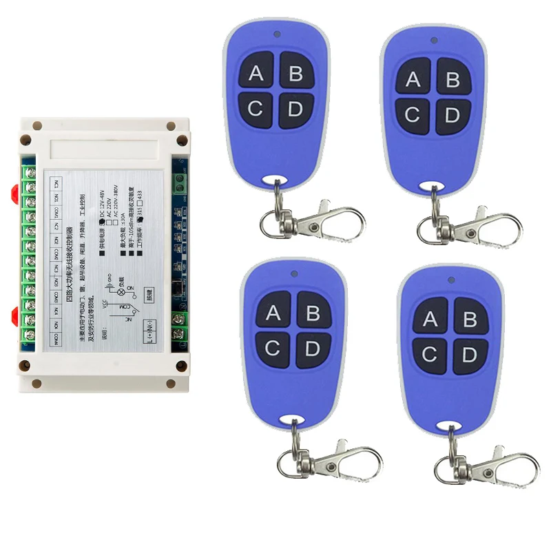 

DC 24V 36V 48V 4CH RF беспроводной переключатель системы дистанционного управления приемник + Водонепроницаемый передатчик, 315/433.92 MHz дверь гаража/лампа