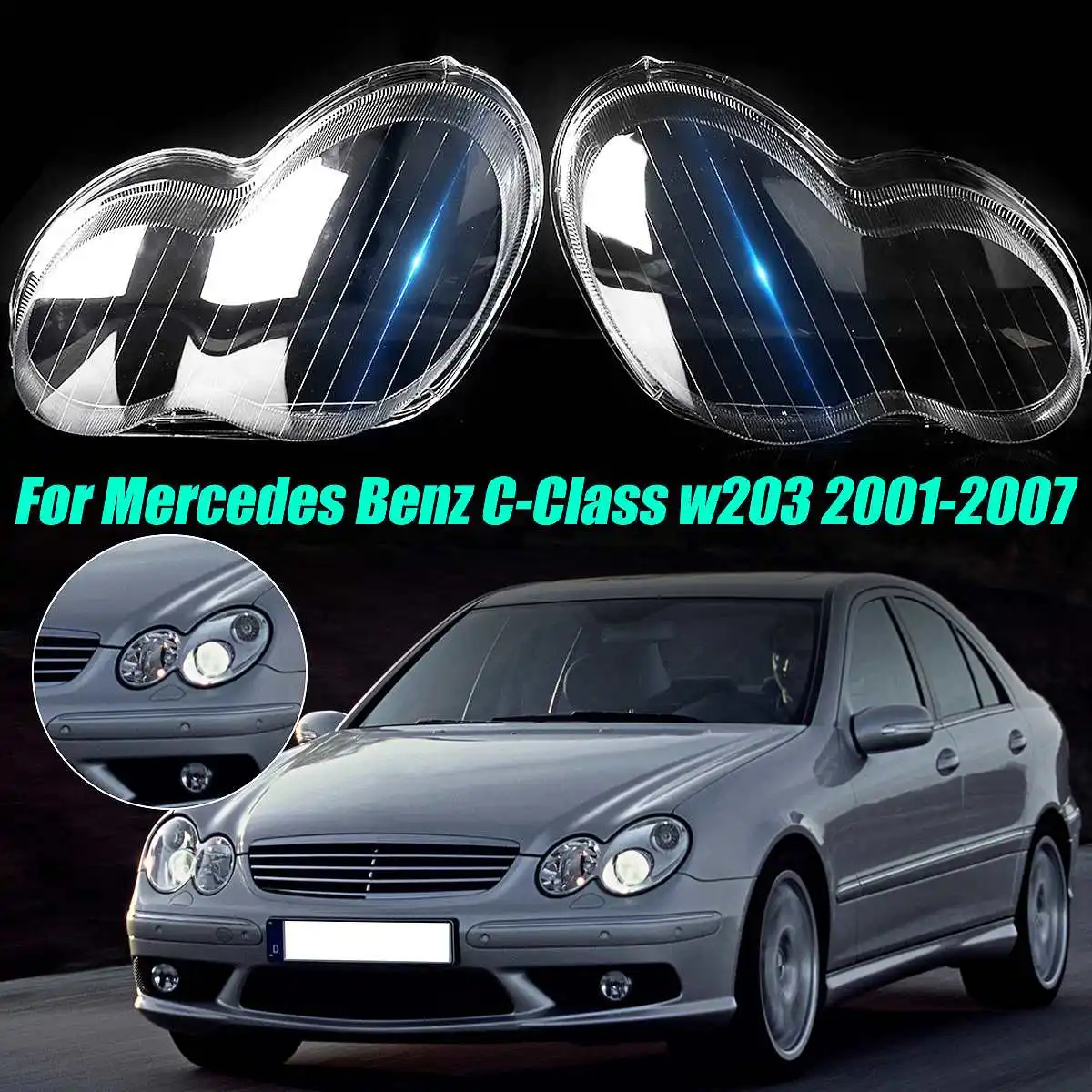 

Headlight Clear Lens Lampshade Cover Fit For Mercedes Benz C-Class 2001-2007 W203,Headlamp Shell Lenses Car Accessories