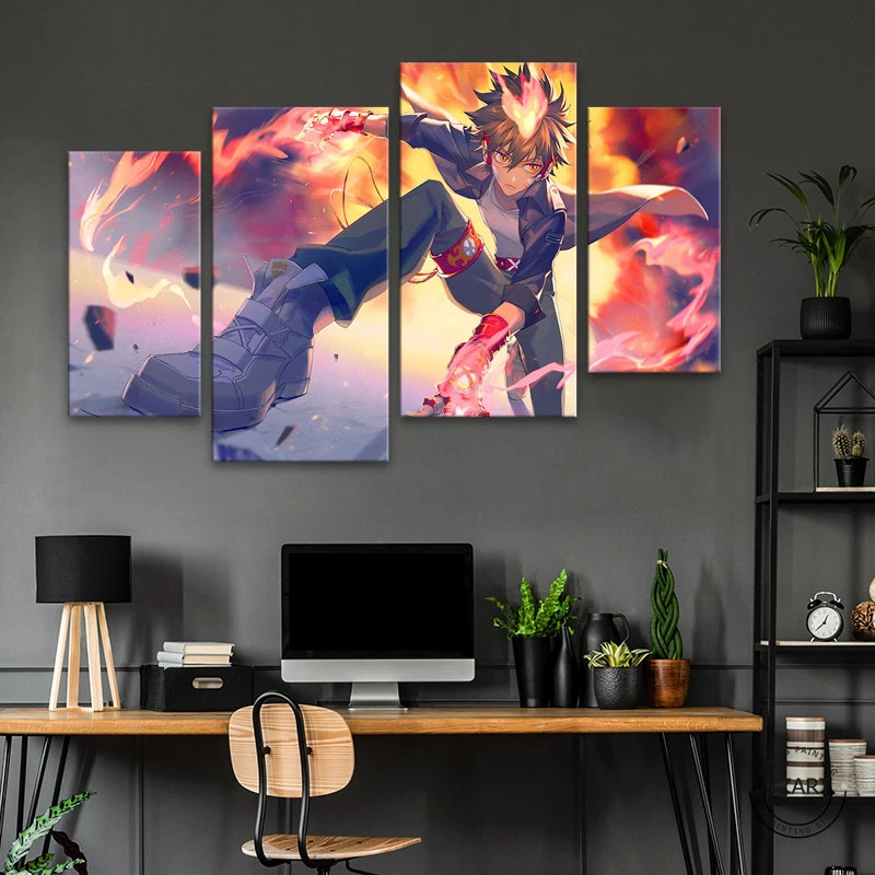 

4 шт. Sawada Tsunayoshi Katekyo Hitman Reborn аниме постер для декора комнаты Холст Искусство без рамки постер