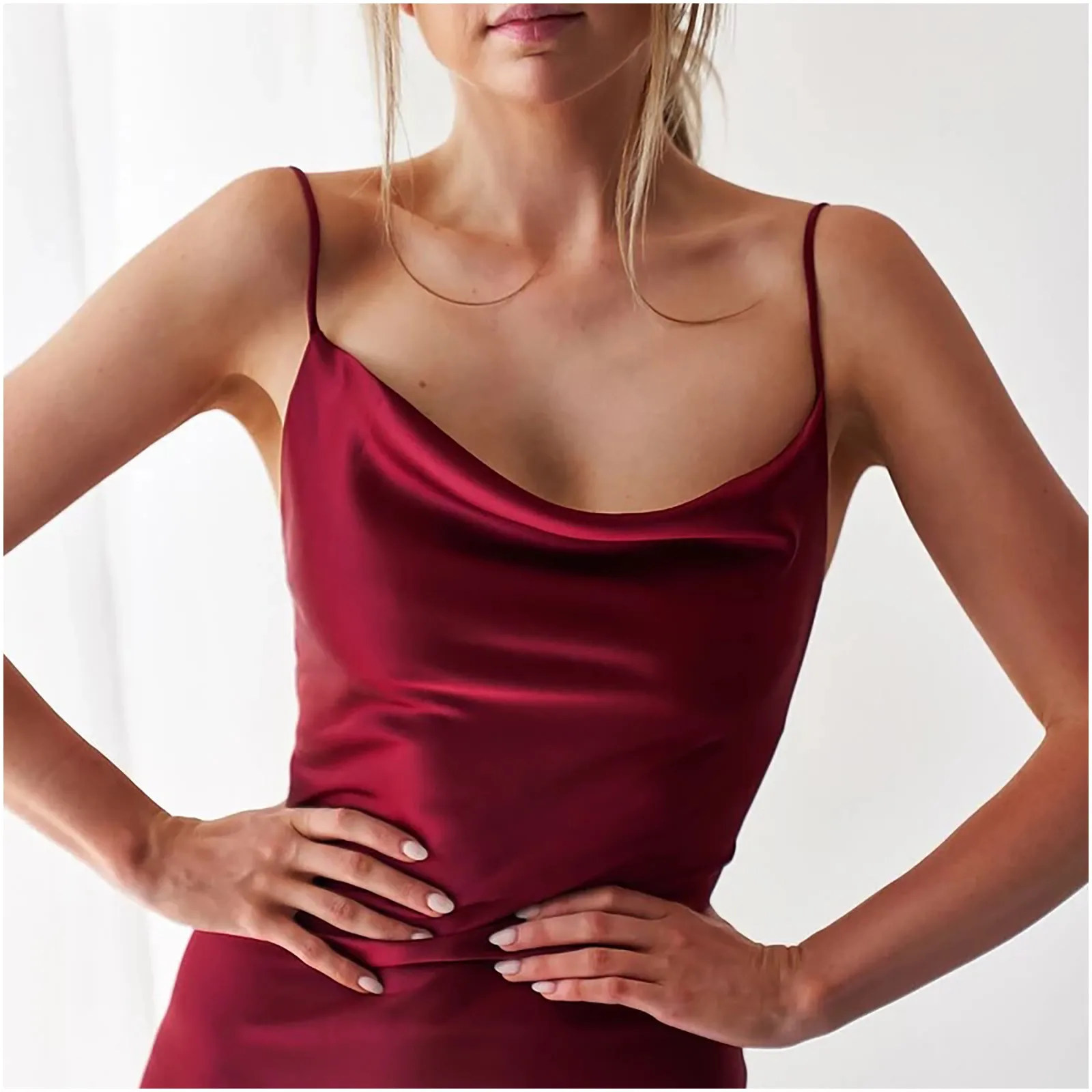 

Ladies hot spring and summer slim dresses women's sexy sling irregular collar split slim dress sexy solid color dress Q6