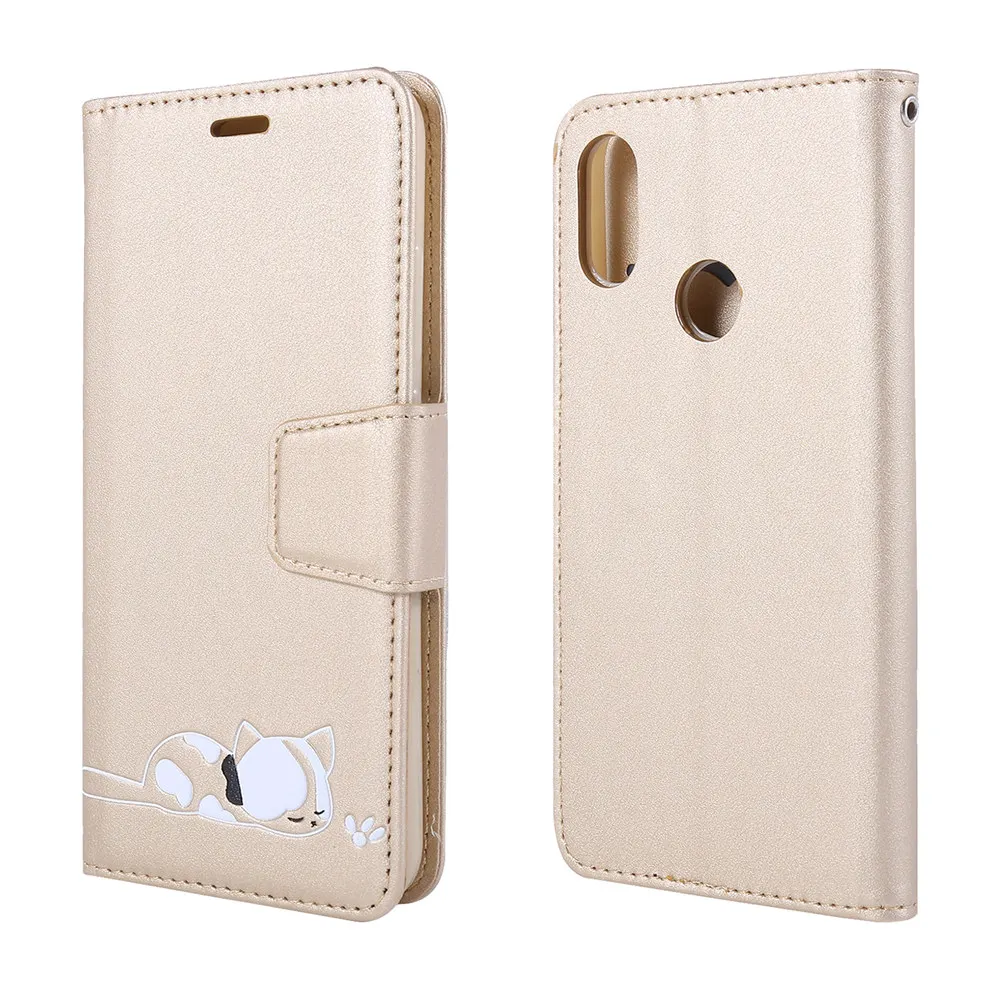 Роскошная Кожаная Обложка для книги чехол для Xiaomi mi A2 Lite Red mi Note 7 6 Pro Sleepy Cat флип-чехол с слотами для карт Landyard