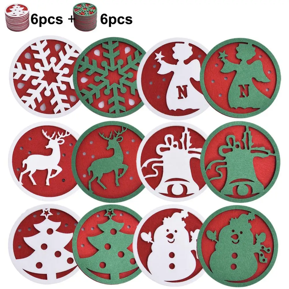 12 шт. рождественские подставки для стакана в форме снежинок Ангел Рождественская