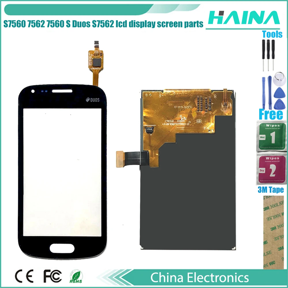 Lcd + Touch with 4.0'' For Samsung Galaxy Trend gt S7560 S7562 LCD Display Screen Repair Parts 3M Tape | Мобильные телефоны