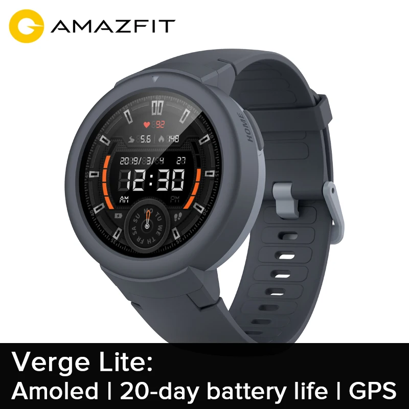 Amazfit Verge Lite английская версия gps Смарт-часы 1," AMOLED экран Улучшенный HR сенсор 20 дней Срок службы батареи
