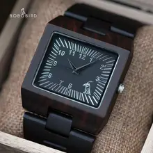 Часы BOBO BIRD деревянные прямоугольные кварцевые наручные мужские