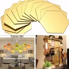 Светоотражающие зеркальные наклейки на стену, 12 шт., декоративные соты шестиугольной формы, блестящие наклейки для спальни, кухни, ванной комнаты