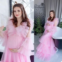 2021 maternity prom dresses long sleeves evening gowns kimono pregnant party sleepwear women bathrobe sheer nightgown