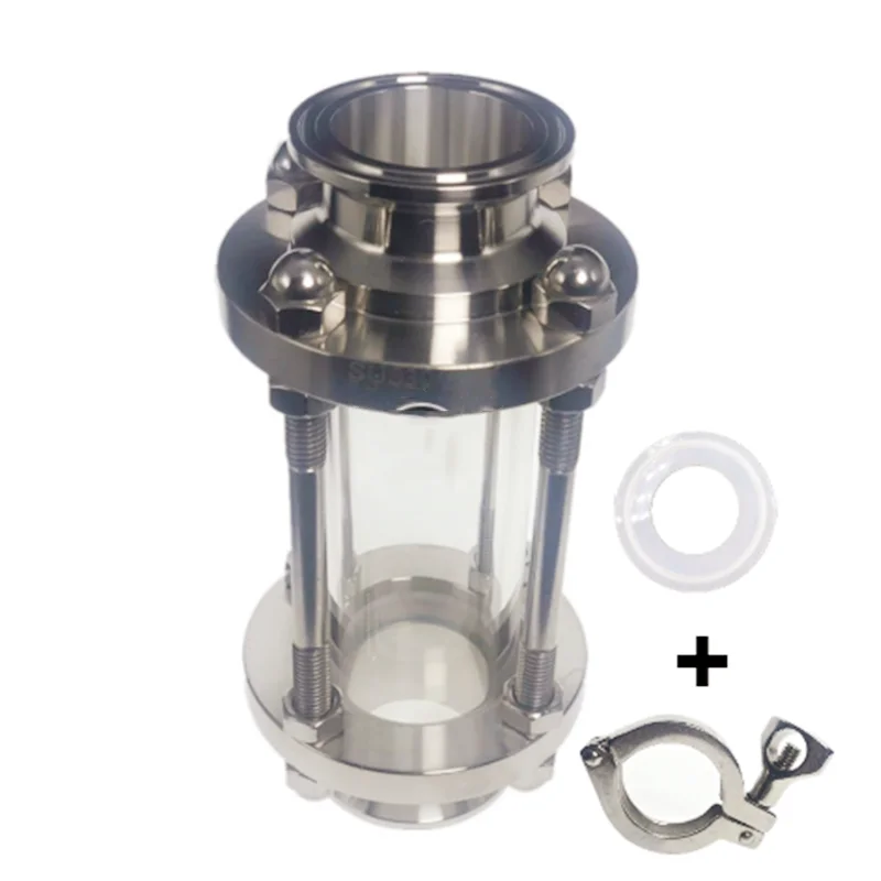 

1.5"-4" Tri Clamp Sanitay Flow Sight Glass Diopter Fit 38mm 51mm Pipe OD SS304 Stainless Steel Fitting Homebrew Diary Product
