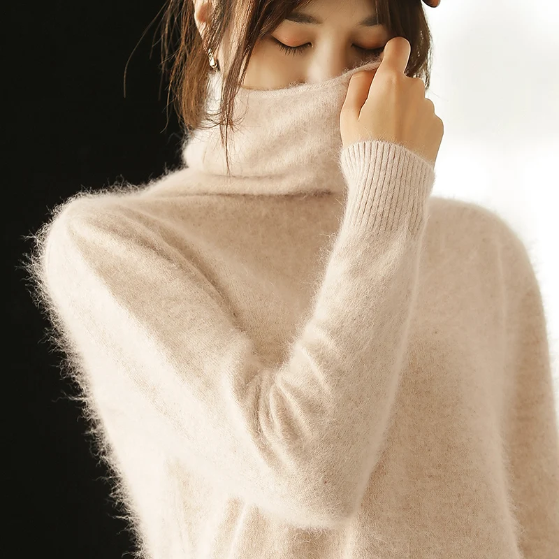 Женские джемперы норковый кашемировый вязаный мягкий свитер Женская водолазка