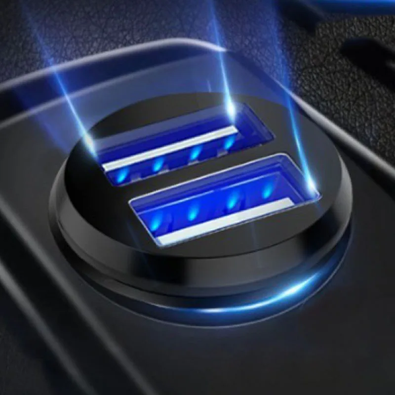 Мини Двойное автомобильное зарядное устройство USB 2 порта универсальная