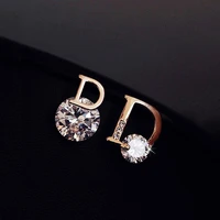 european and american personality shiny d letter asymmetric earrings sexy party queen earrings fashion trendsetter lady earrings