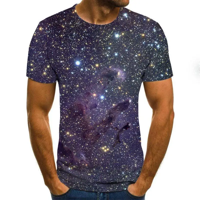 

Galaxy Space Pattern Printing 3d T -Shirt Casual Summer Style Fashion Printing Short -Sleeved T -Shirt Men 'S Shirt Art Street