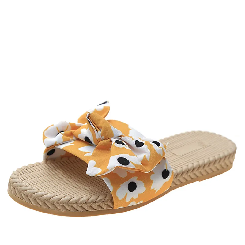 Босоножки женские универсальные с бантом модные сандалии на плоской подошве