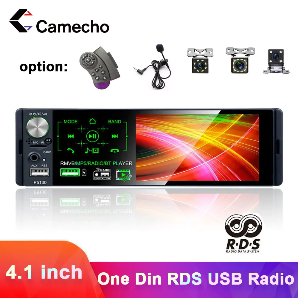 

Автомагнитола Camecho, 4,1 дюйма, HD, мультимедийный плеер, Bluetooth, 1 Din