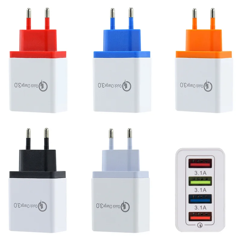 4 порта USB зарядное устройство для телефона с европейской вилкой всего макс. 5 в 3 А