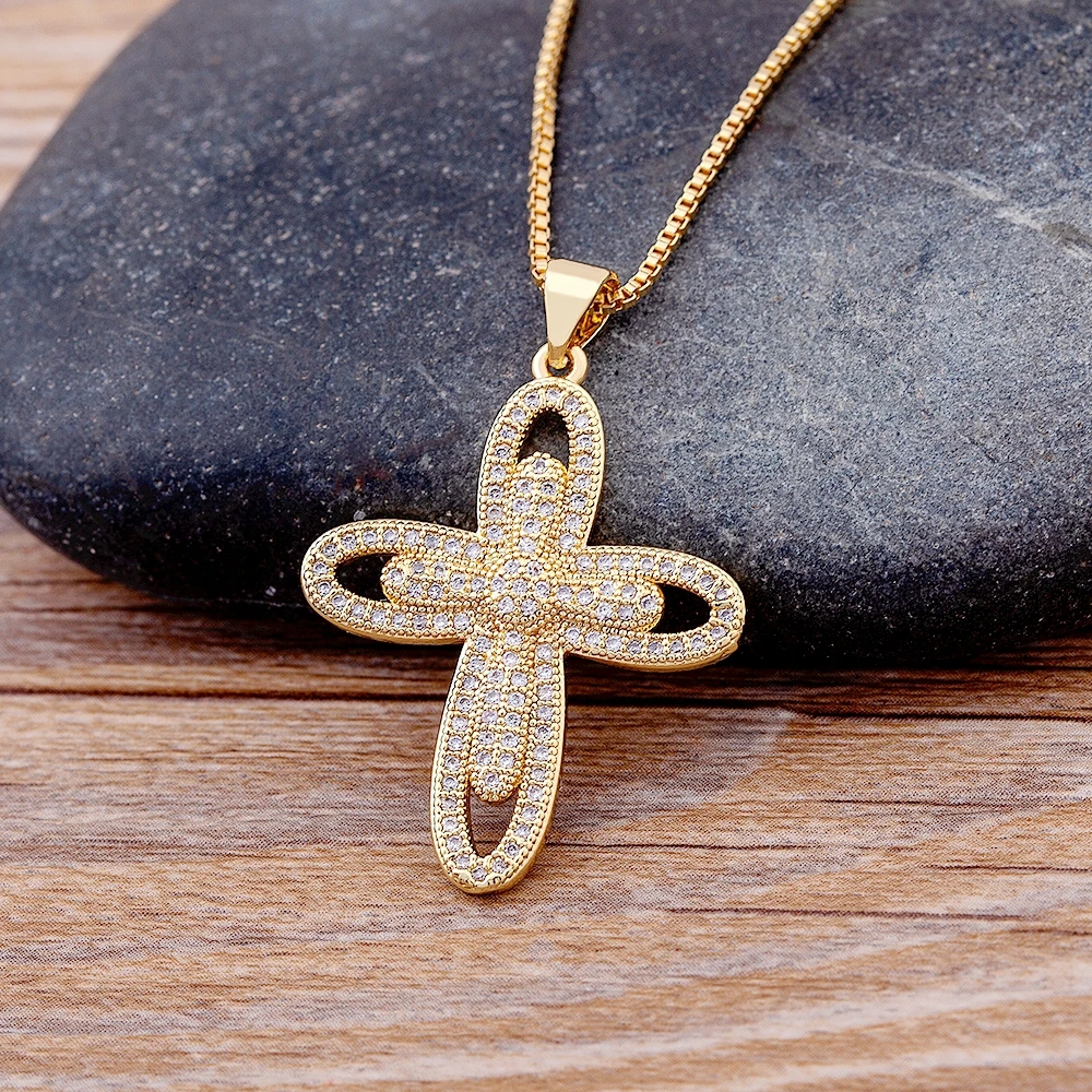 New Arrival Fashion Hip Hop Micro Pave Zircon Cross Pendant Necklace Cubic Zirconia Egyptian Style Collar Best Party Jewelry