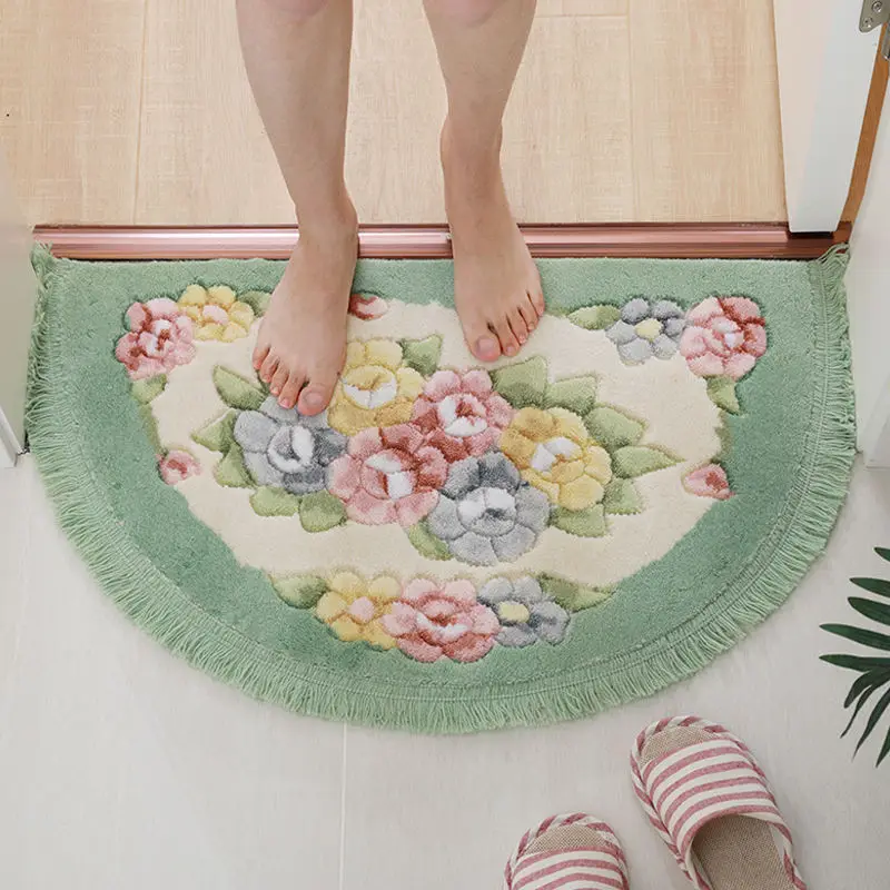 bathroom floor mats semi circular cut flower door mats bathroom doorways home toilets non slip absorbent foot mats porch carpets free global shipping