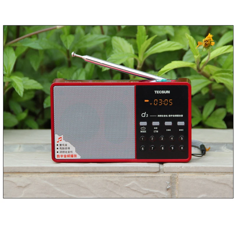 TECSUN D3 радио FM с USB портативный динамик MP3 экраном и перезаряжаемой батареей