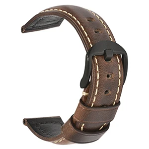 dark brown-B BEAFIRY модный масляный воск натуральная кожа ремешок для часов 19 мм 20 мм 21 мм 22 мм 23 мм 24 мм ремешки для часов Ремешки для наручных часов ремень коричневый синий черный - Цвет ремешка: dark brown-B