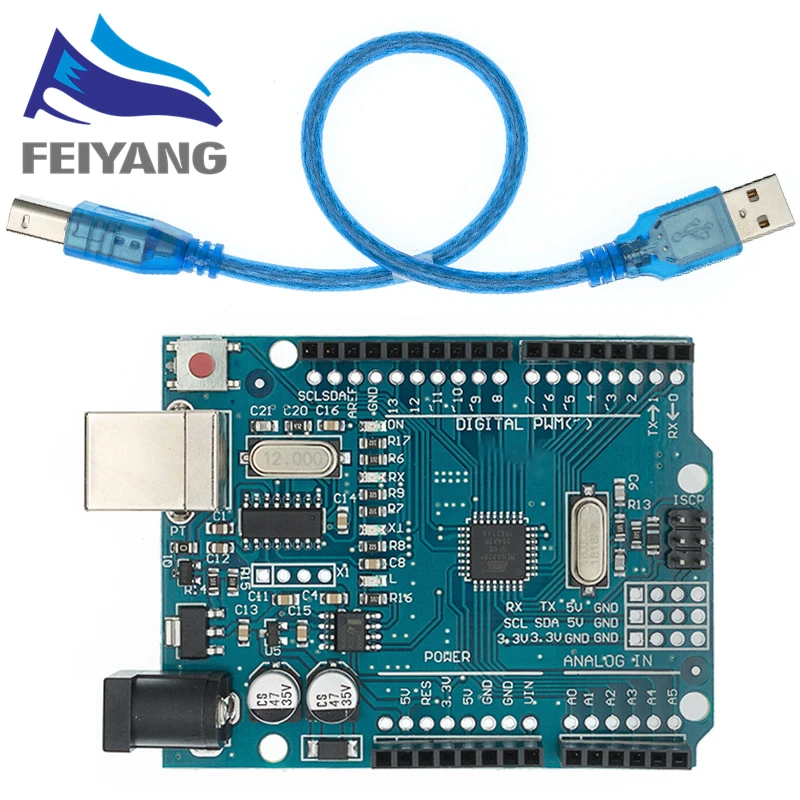 Высокое качество один Комплект UNO R3 (CH340G) MEGA328P + USB кабель ATMEGA328P AU макетная плата XIN