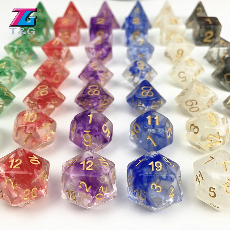 Новинка! 7 шт./компл. Новые кости полигедрал туманность игра DnD plus сумка d4 d6 d8 d10 d12 d20