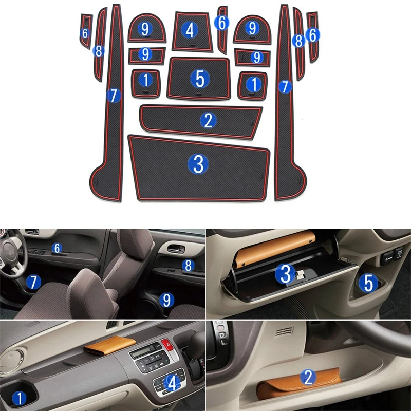 

17Pcs Gate Slot Pad for Honda N-One 2021 Accessories Interior Non-Slip Anti Dust Cup Holder Inserts