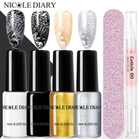 nicole diary 6pcs nail stamping polish cuticle oil nail file set 42pcs stamp printing nail art lacquers diy stamping tool kits