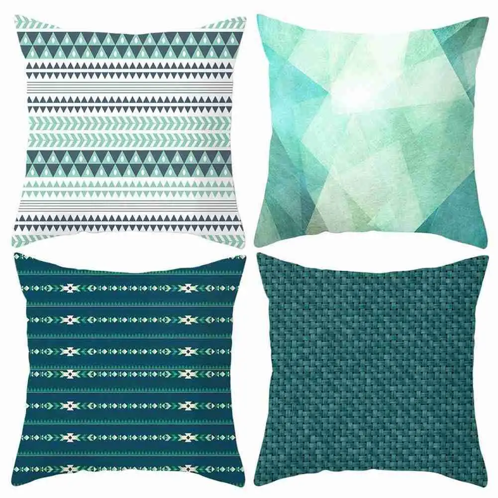 

Lake Blue Teal Geometric Pillow Cover Sofa Cushion Cover Decoration Cover Car 45c * Pillowcase Pillow Pillow Cushion 45 Bed E2S8