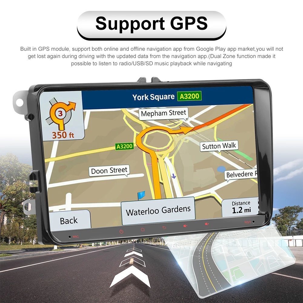 Podofo 2din Android автомобильный Радио 9 1 мультимедийный плеер GPS навигация WIFI стерео для
