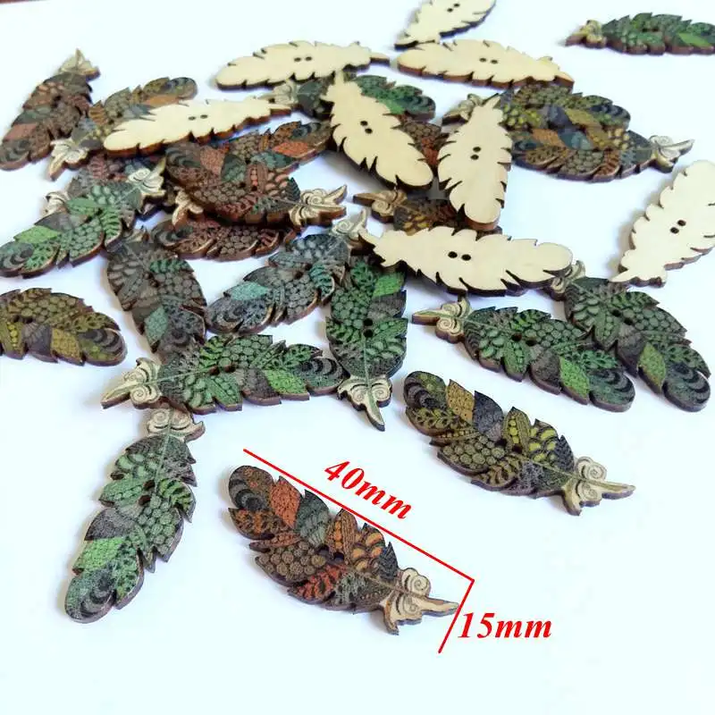 50 шт./упак. перьевые пуговицы с рисунком винтажные фотообои для скрапбукинга