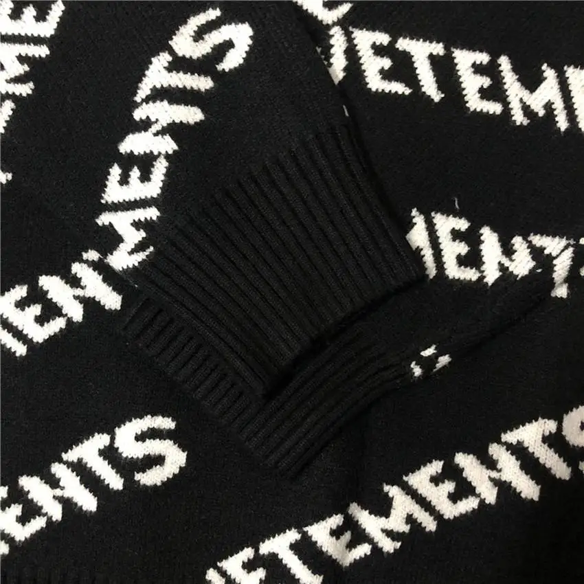 

Full LOGO Printing Men Women Loose VETEMENTS Knitted Jumper Thick material VTM Sweater Inside Tag Vetements Sweater