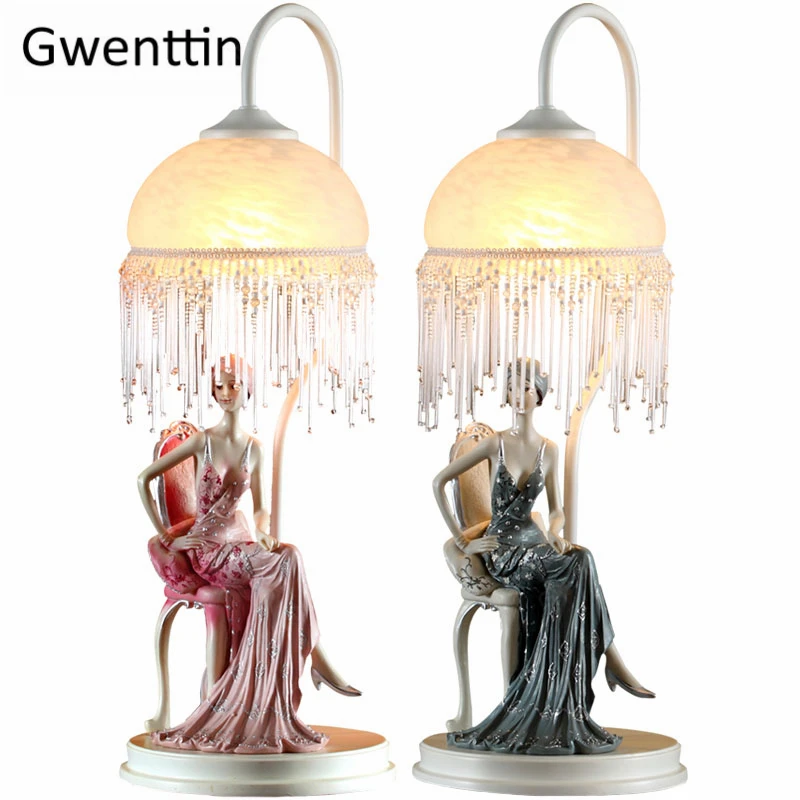 Современный элегантный стеклянный Настольный светильник для девочек гостиной