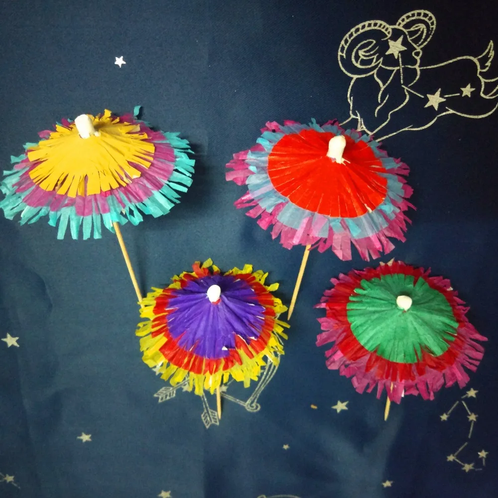 20шт трехцветный бумажный зонт в китайском стиле украшение для торта фруктов