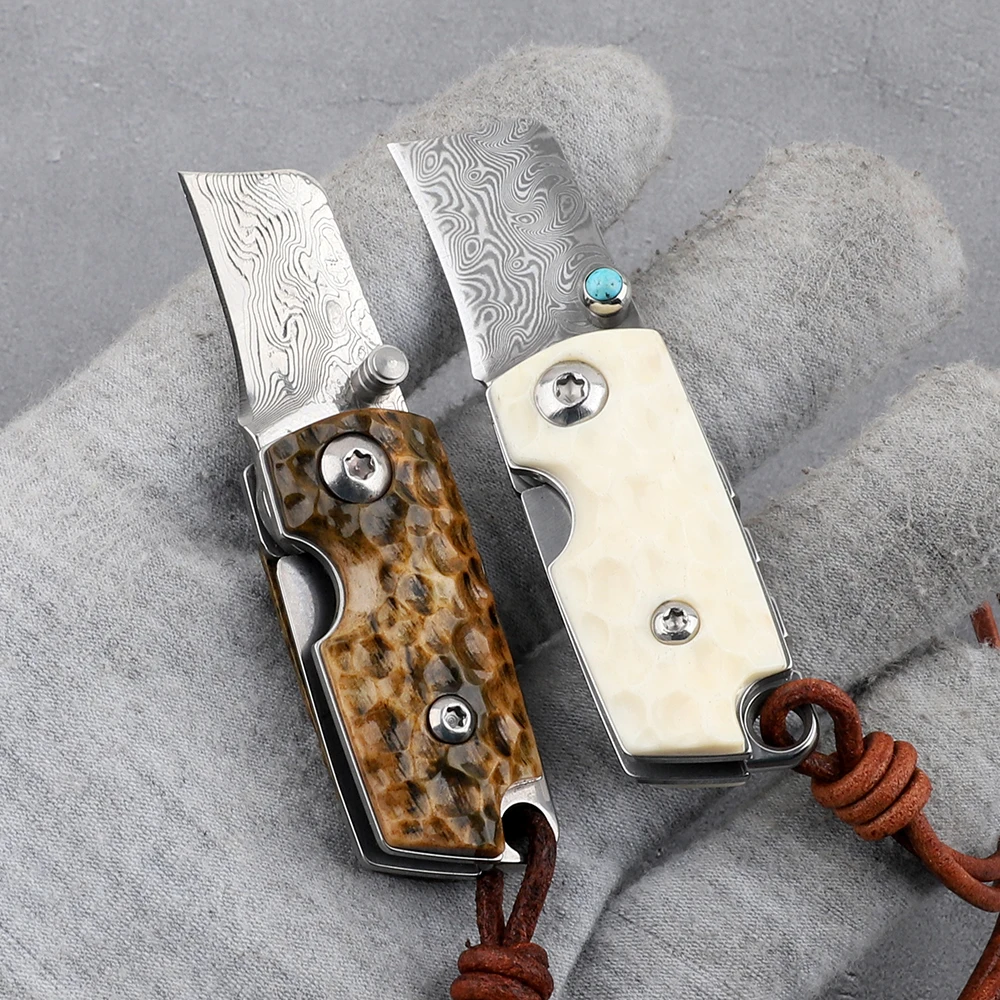 Тактический уличный складной нож дамасская Волшебная фасоль ручка из коровьей
