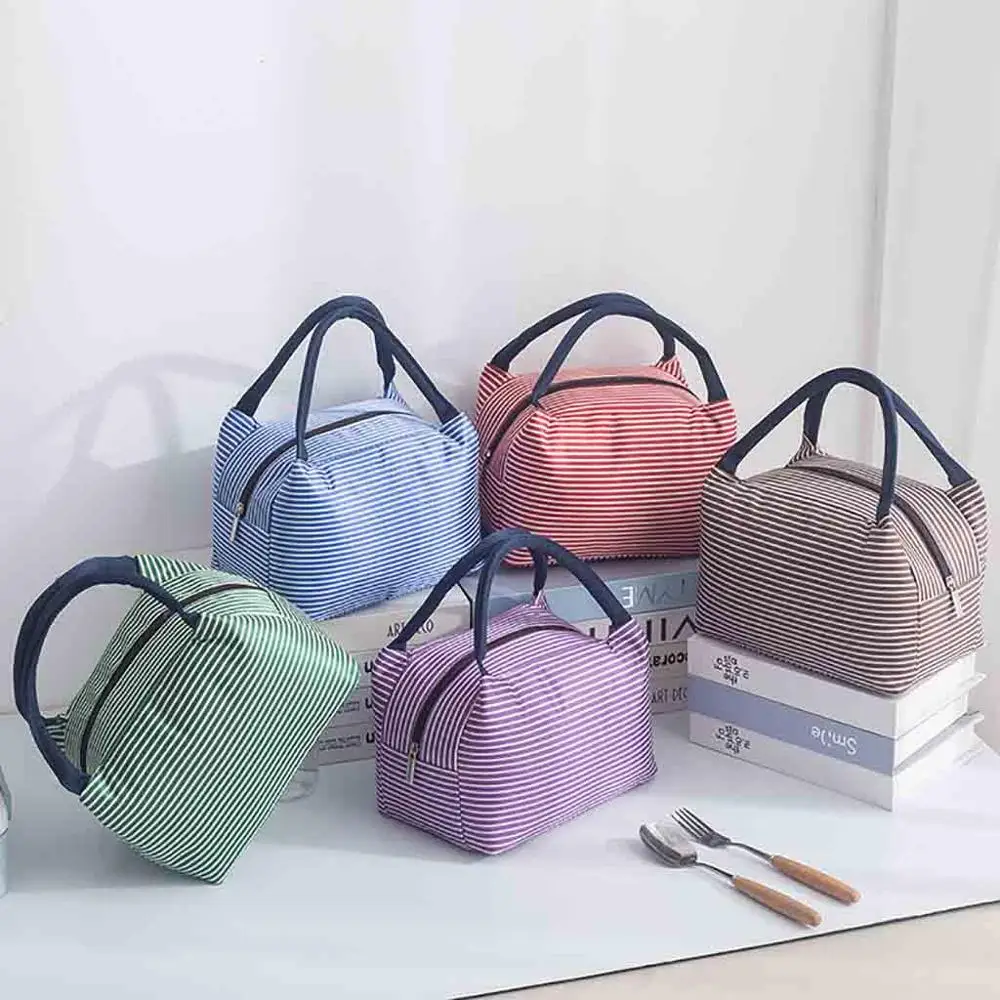 Женский портативный холст для обеденного мешка в полоску Изолированные