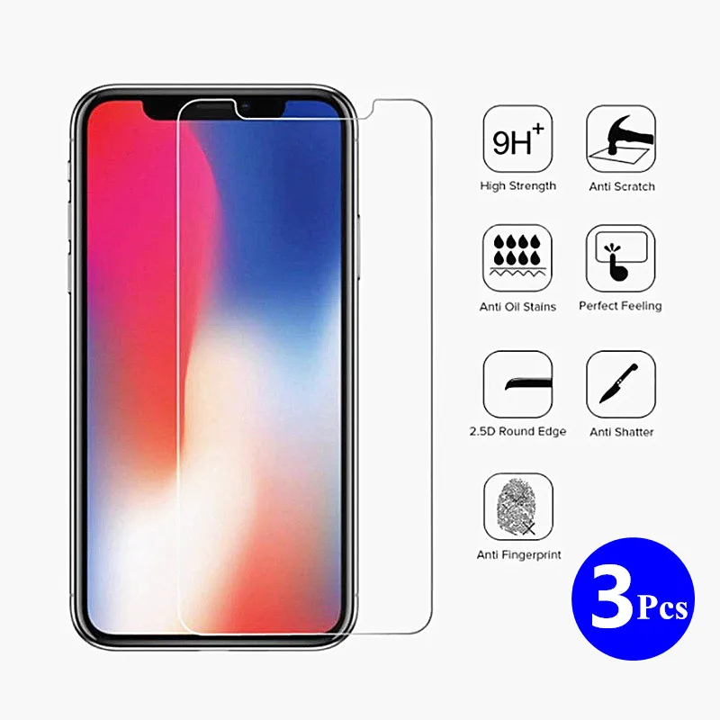 Закаленное стекло для iPhone 11 защитная пленка экрана XR XS Pro Max 3 шт. 7 8 6 6s Plus 5 5S SE X |