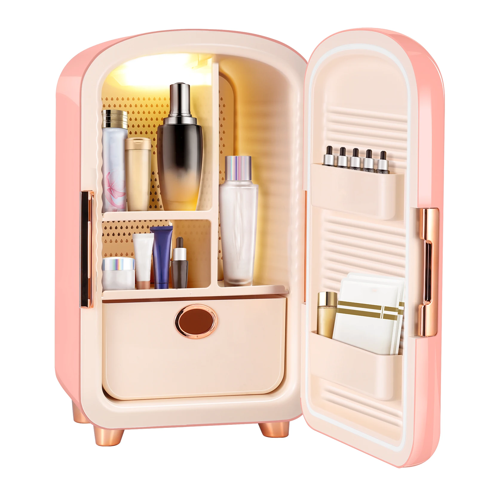 Nevera profesional de 12L para el cuidado de la piel, nevera peque&ntilde;a Rosa inteligente, nevera cosm&eacute;tica para maquillaje-4