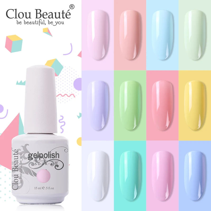 

Clou Beaute 64 Colors Nail Gel Polish Vernis Ongle Semi Permanent Nail Glue Varnish 15ml Base Top Coat Nails Gel UV Colors