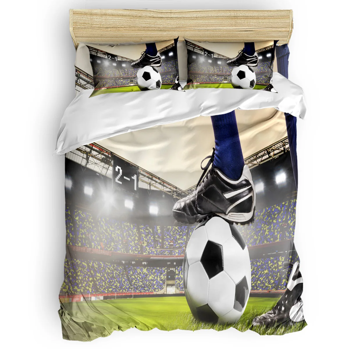 

Gymnasium Soccer Court Balls Football Duvet Cover Set With Pillowcase Comfortable Bedroom Supplies King Size Bedding Set