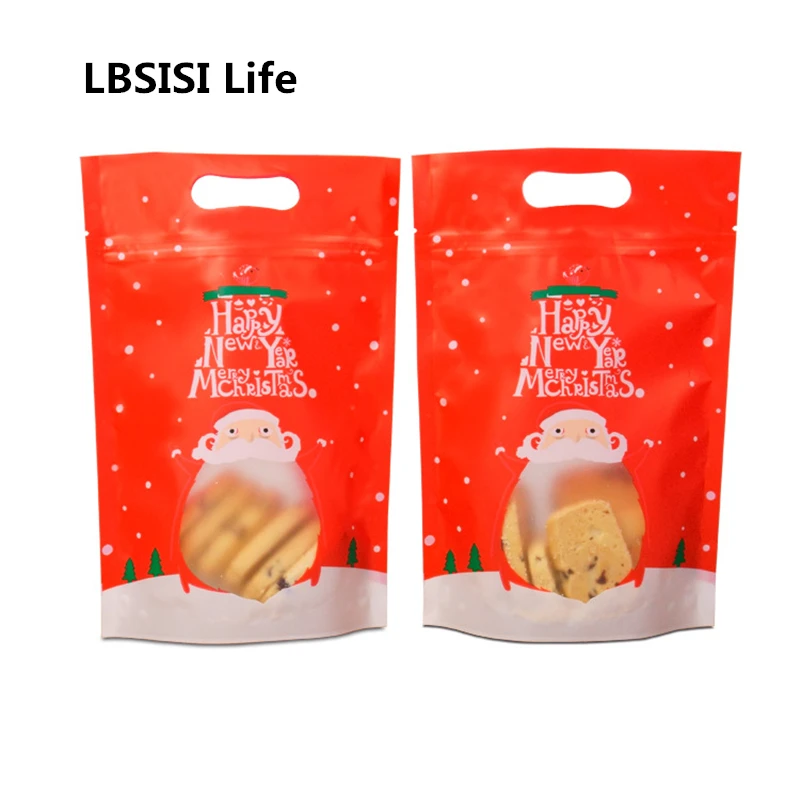 LBSISI Life 50 шт. рождественские конфеты печенья мешок нуга стоячие молнии сумки с окном пластиковая упаковка для чая Конфеты выпечки