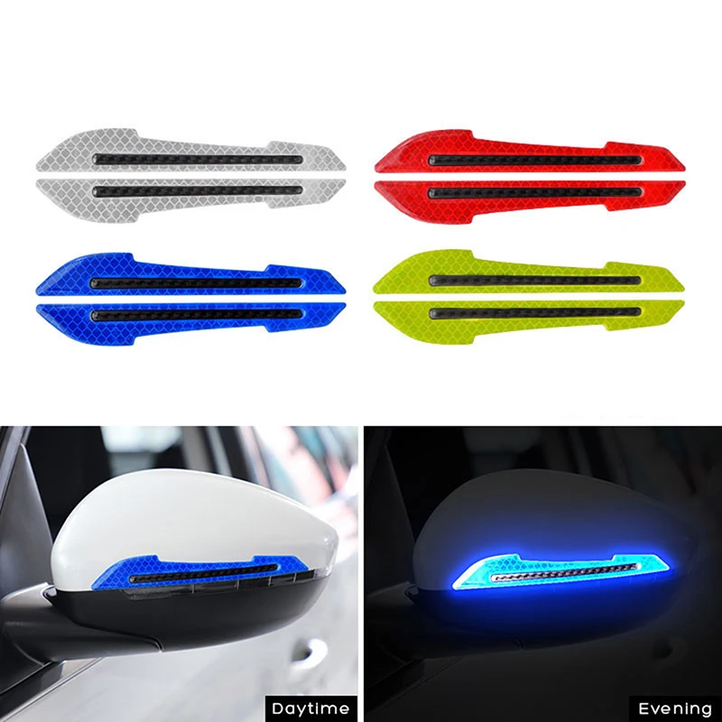 

2Pcs Car Reflective Sticker Warning Safety Mark Rearview Mirror Protection Strip