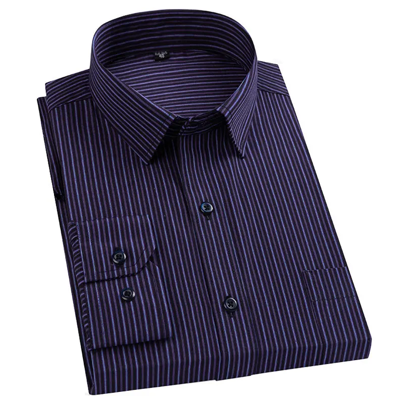 Мужская деловая рубашка в полоску белая классическая формальная с длинными