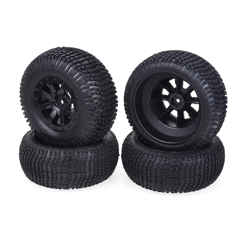 

4Pcs Short Course Tires Tyre & Wheel Rims for 1/10 RC Terrain Truck Traxxas Slash VKAR HPI HSP RC Car Upgrade Parts