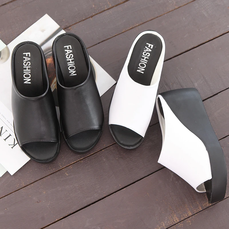 Женские босоножки на танкетке повседневные сандалии толстой подошве с открытым