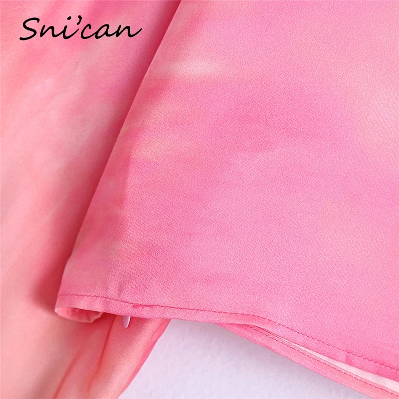 One Shoulder Tie Dye Blouse Sexy Summer Batwing Sleeve Women Satin Shirts Za 2021 Fashion Streetwear Vintage Chic Tops Snican images - 6