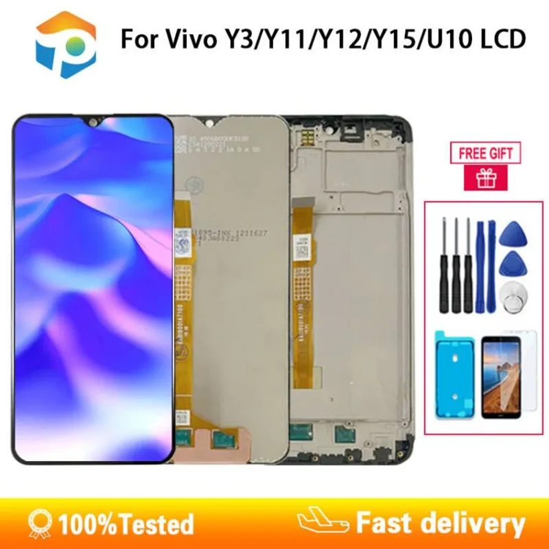 

Original AAA For VIVO Y12/Y3/Y17 LCD Display Screen Touch Digitizer Assembly For VIVO Y11/Y15/U3X/U10 2019 With Frame 6.35''
