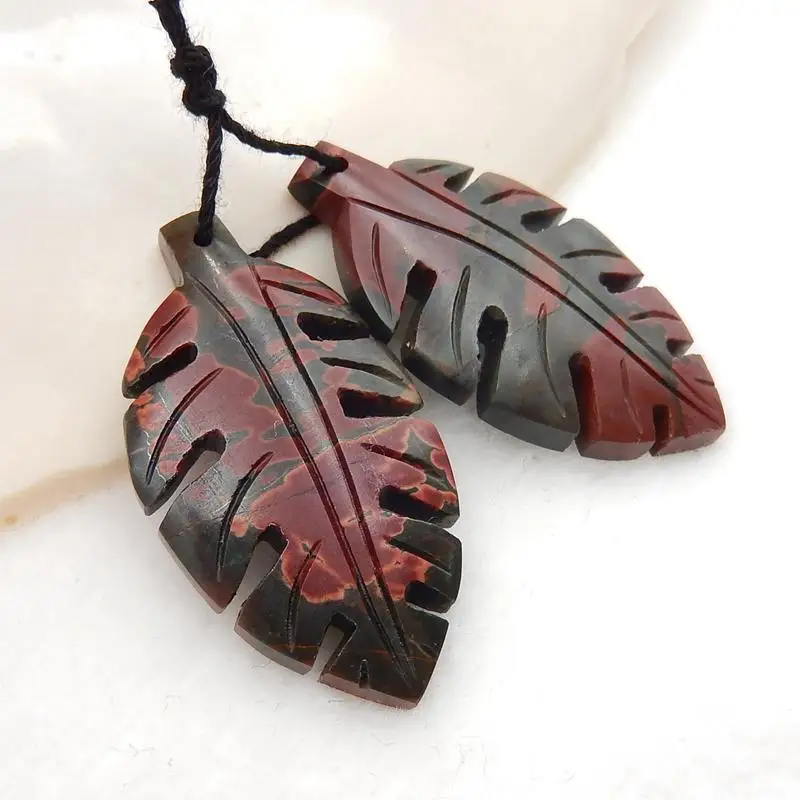 Новый дизайн распродажа Многоцветный Пикассо яшма резной лист серьги бусины 36x19x5