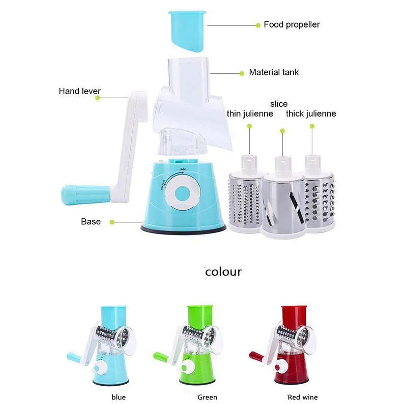 3 в 1 ручной овощерезка Многофункциональный круглая из нержавеющей стали