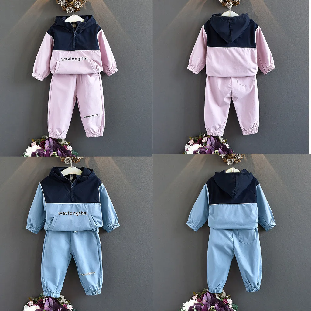 Toddler Kids Baby Girl Boys Hooded Letter Sweatshirt Coat+Pants Outfits Clothes Children's suit High Quality | Детская одежда и