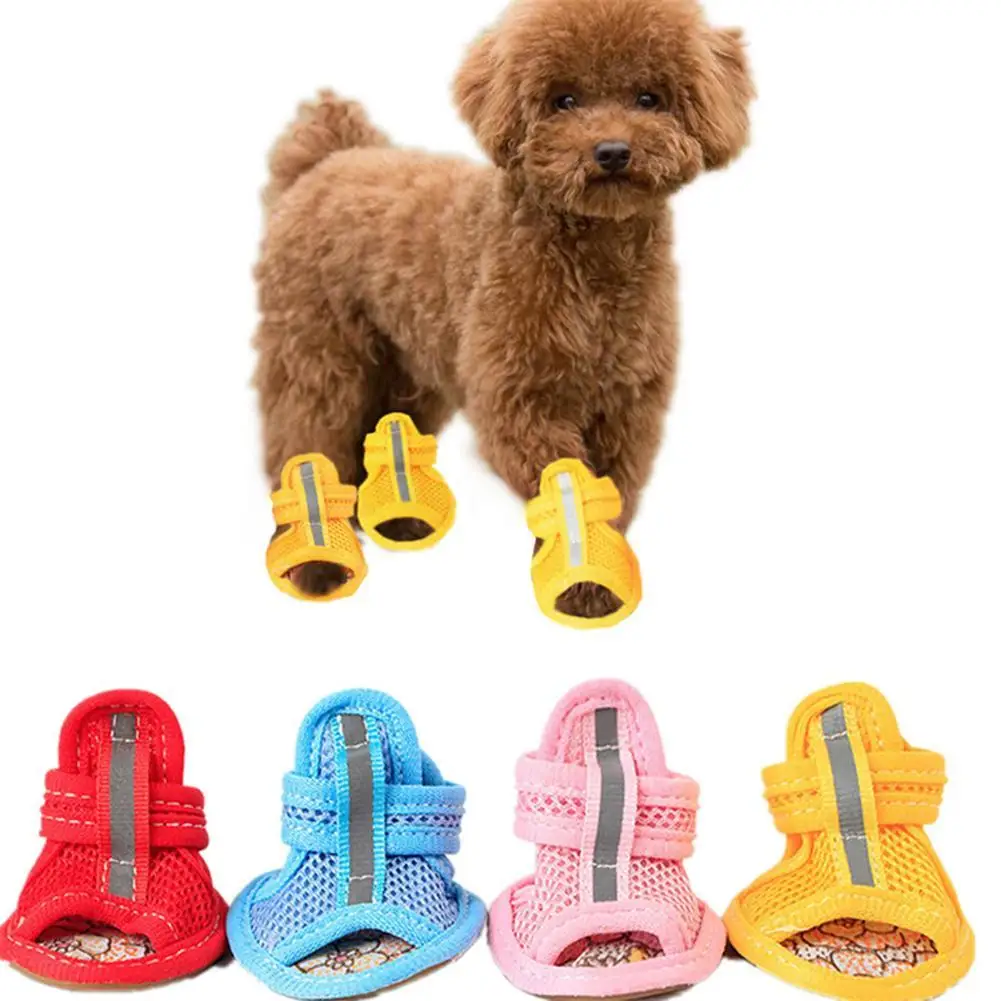 

4Pcs Practical Dog Sneakers Simple Anti-Skid Eco-friendly Dog Sandals Shoes
